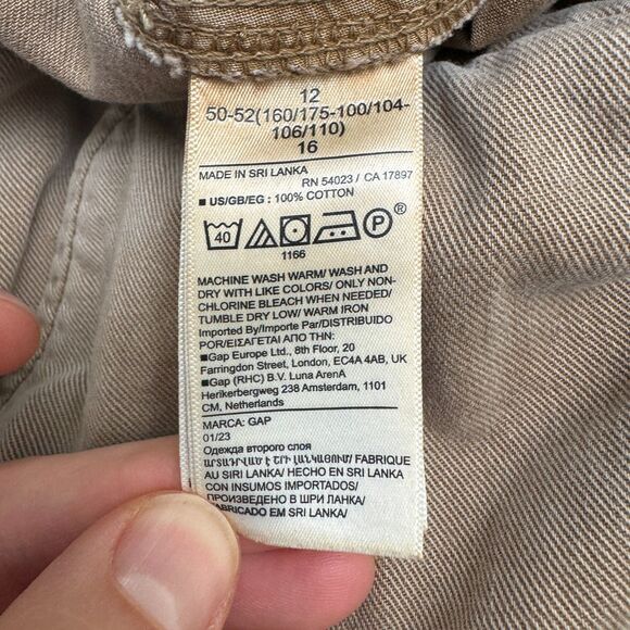 GAP Khaki Cargo Mojave Wide Leg Pants Womens 12 Brown High Rise Garment Dyed - Picture 8 of 16